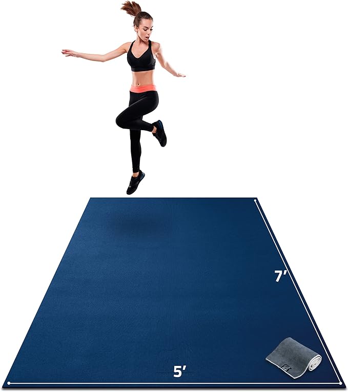Gorilla Mats Large Exercise Mat – 6'x4', 7'x4', 7'x5', 8'x4', 10'x4' (1/4" Thick) – Ultra Durable Workout Mat for Home Gym Flooring – Non-Slip, Flat Fitness, Yoga & Weight Lifting Floor Mat