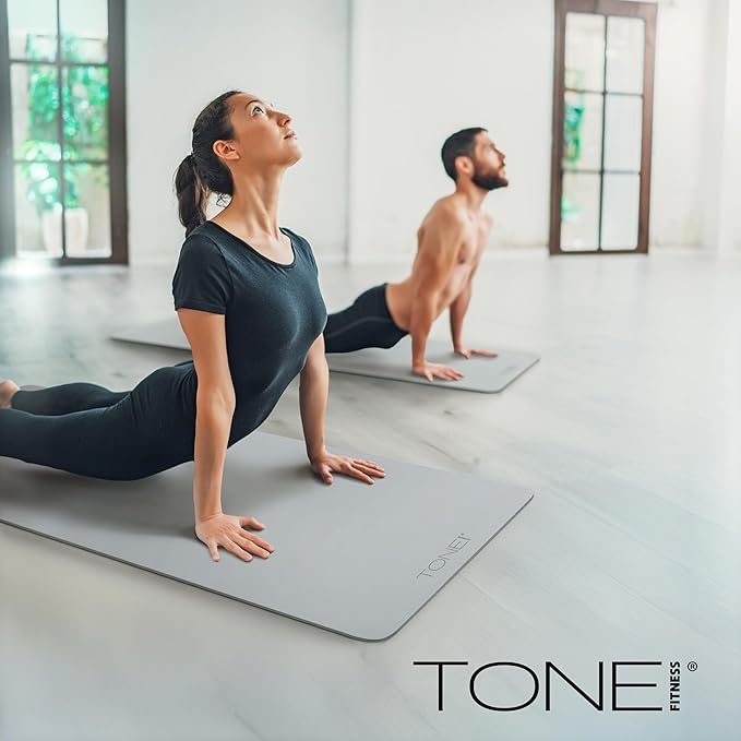 TONE Fitness Yoga Mat 1/4" Thick Non Slip Exercise & Pilates Mat for Home Workouts with Carrying Strap | Multiple Options