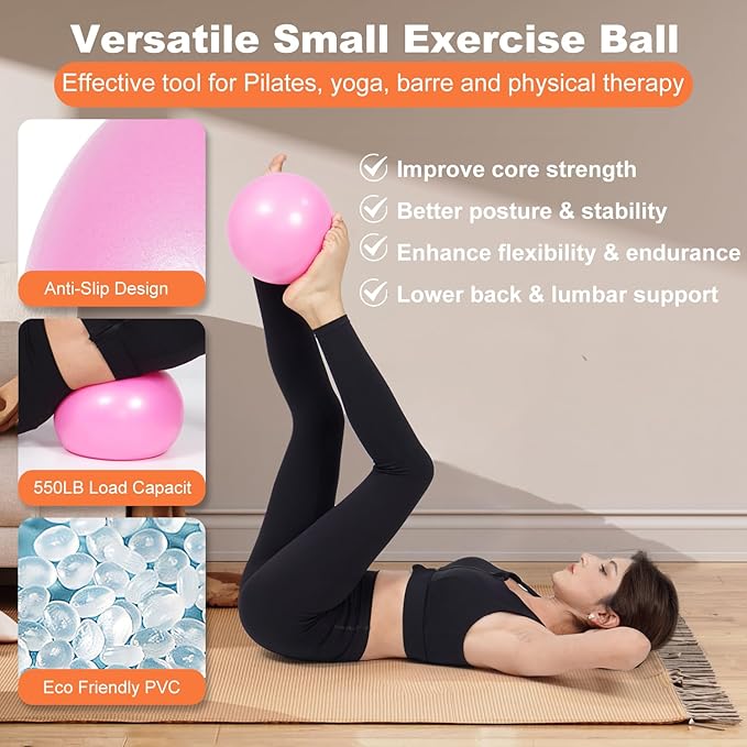 Tsikavo Pilates Ring, Pilates Ring Circle and Ball Set, 12 Inch Magic Circle Pilates Ring,9 Inch Small Exercise Ball,Resistance Bands Set, Home Pilates Equipment for Women