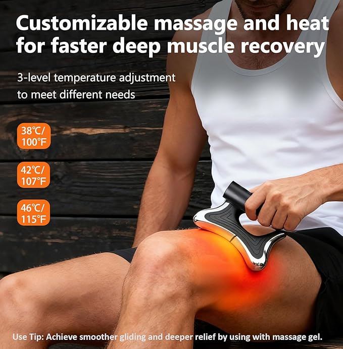 Heated Muscle Scraper Tool –Electric Fascia Knife Massager Heating and Vibration, Muscle Scraper Tool, Body Gua Sha Massage Tool,Fascia Tool Massage Tools for Deep Tissue(Black)