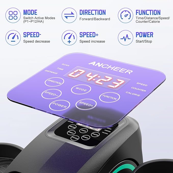 ANCHEER Under Desk Elliptical Machine, Electric Seated Pedal Exerciser, Mini Elliptical Machines, LCD Display Monitor, Portable Quiet Elliptical Machine, Leg Exerciser for Home