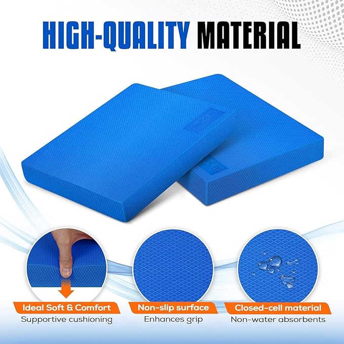 Yes4All Wood Slant board & Balance board (2in1) + Balance Pad XL Blue Physical Therapy, Yoga & Stability Training Balance Mat