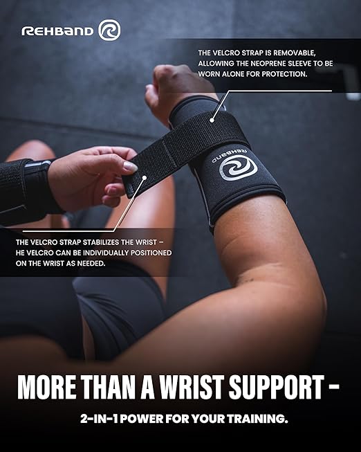 Rehband RX Wrist Support Power Max, 3-in-1 Neoprene Sleeve + Wrap for Strength Training, Protects during Kettlebell Training, stabilizes wrist, forearm protection, Colour:Camo, Size:Large