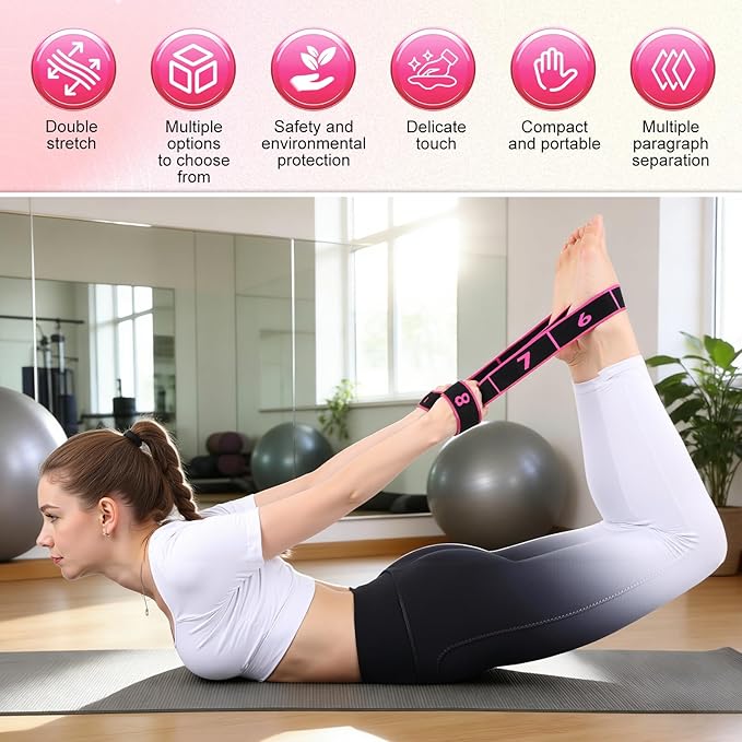 3Pcak Fitness Resistance Band for Stretching and Yoga, Number Stretch Resistance Band with Clear Markings, Fitness Resistance Bands 8-Section Elastic Training Bands
