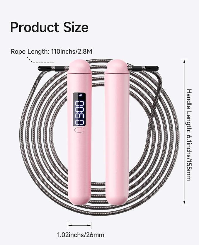 Smart Jump Rope | Accurate Calorie Tracking & 4 Training Modes | Adjustable Steel Wire Rope | Built-in High-Speed Bearings | Type-C Charging | Ideal for Fat Burning, Speed Training & Home Workouts