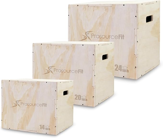 ProsourceFit 3-in-1 Wood Plyometric Jump Box For Cross Conditioning, Agility, Vertical Jump Training & Plyo Workouts