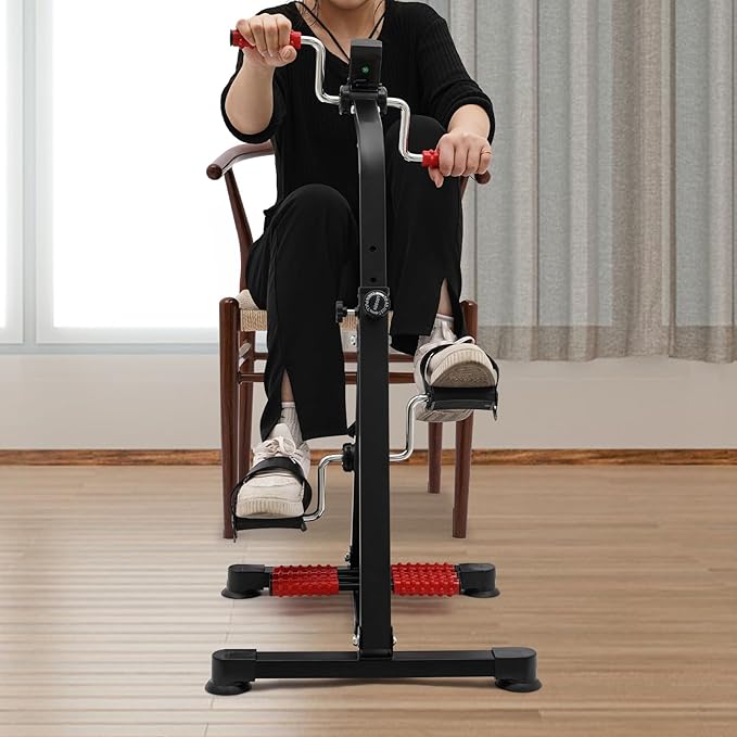 Indoor Pedal Exerciser Bike for Home Fitness & Rehabilitation - Adjustable Resistance, LCD Display, and Massage Rollers, Compact Design for Joint Flexibility & Muscle Strength (120kg Max Weight)