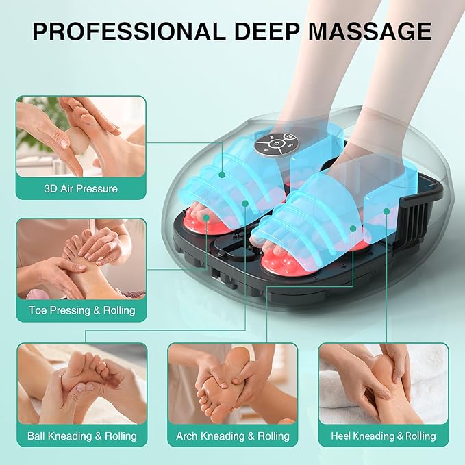 Medcursor Foot Massager with Heat - 2026 Upgraded Shiatsu Deep Kneading Machine, Multi Air Compression Intensity, Smart APP Mobile Remote Control, Feet Massage for Home and Office Use