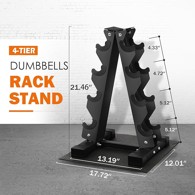 Fitvids A-Frame Dumbbell Weight Rack, Vertical Storage Rack for Dumbbells, Weight Stand Only for Home Gym Space Saver, 4-Tier or 5-Tier Option