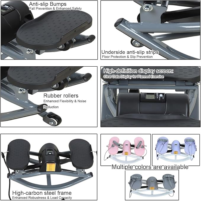 Rock Stepper Side to Side, Rocking Stepperfor Exercise at Home, with Digital Display, Portable Compact Lateral Motion Steppers for Legs, Glutes, Absz for Apartment Office
