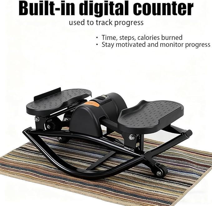 Lateral Rocking Fitness Stepper Home Workout Machine, Portable Compact Side-to-Side Steppers with Digital Display and Resistance Bands, Low-Impact Lateral Steppers for Knees & Joints