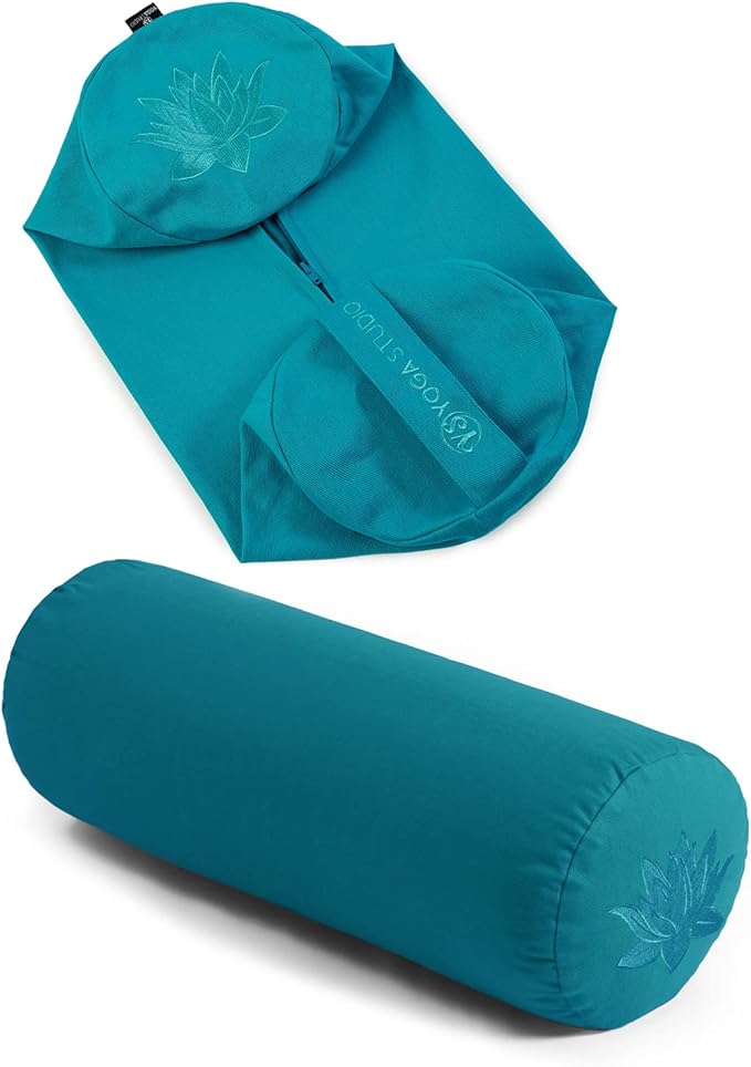 Yoga Studio Spare Organic Cotton Bolster Covers With Handle And Zipper (Aqua)
