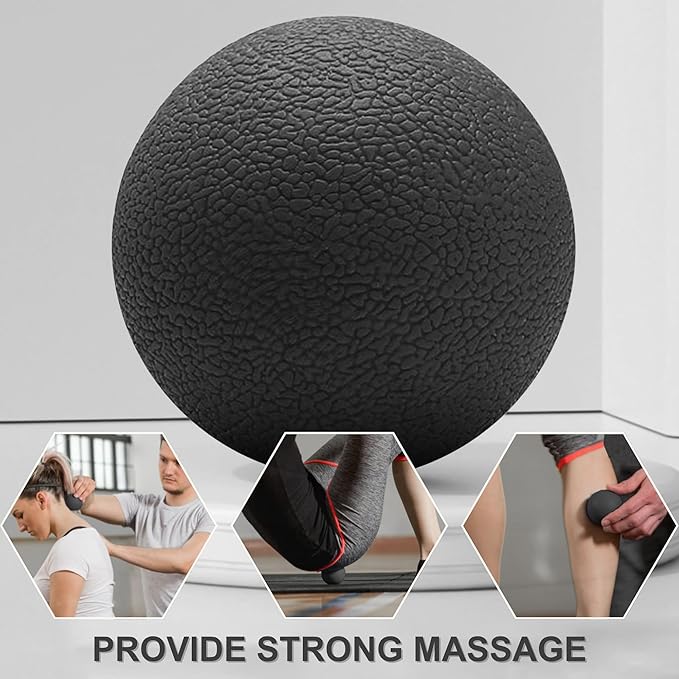 LEZER, Trigger Massage Point, Manual Massage Ball, Muscle Knots Relief Tool, Myofascial Release, Physical Therapy, Plantar Fasciitis, Set of 2 (Blue Trigger and Black Ball)