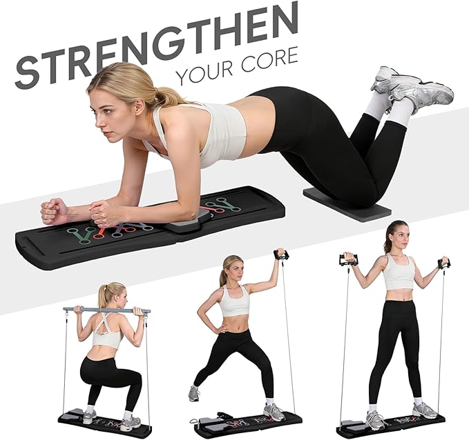Pilates Board, Foldable Pilates Reformer for Home, Multifunctional Abdominal Trainer, Pilates Machine for Home Workout, Non Slip Lightweight Core Trainer for Plank Crunch Push Up