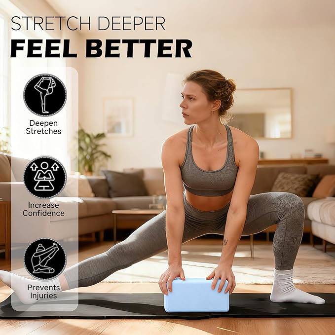 Leikefitness Yoga Blocks 2 Pack,Lightweight-High Density Eva Foam Soft Non-Slip for Yoga, Pilates, Meditation 9"×6"×3"