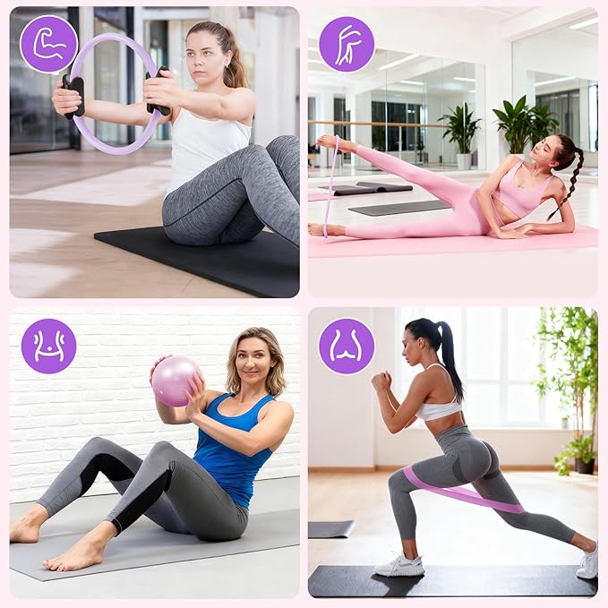 Pilates Kit, Pilates Essentials Kit for Women, 15” Pilates Ring and Ball Set