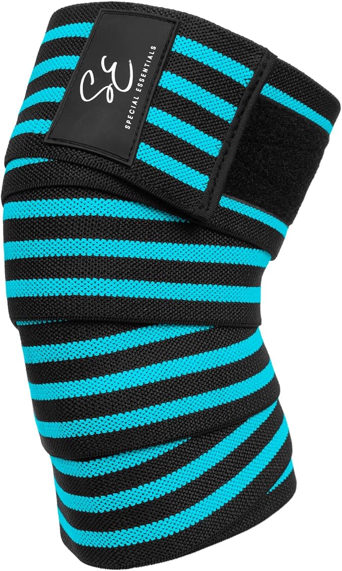 Special Essentials Knee Wraps for Weightlifting with Strap (2 Pack) - 72 Inches Flexible Support for Men & Women, for Powerlifting, Squats, Leg Press, and Cross Training