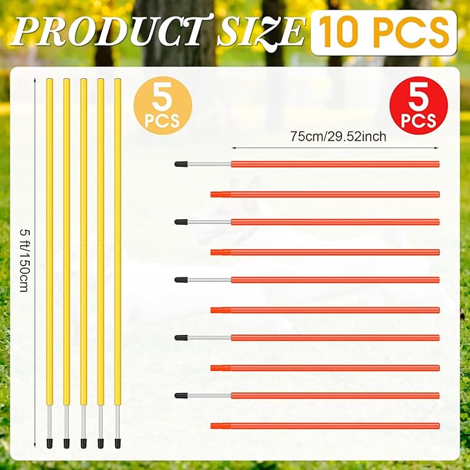 Training Agility Poles 5ft Adjustable Soccer Training Poles Soccer Practice Sticks Sports Speed and Agility Practice Equipment for Outdoor Speed Sport Drills