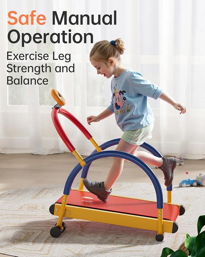 Treadmill for Kids with Handle Bar, XBD Incline Walking Pad Workout Equipment with LED Display, Toddler Treadmills for Home Boys Girls Ages 4+ 150Lbs Capacity