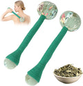 2PCS Long Size Lymphatic Drainage Hammer, Manual Body Massage Hammer, Anti Slip Longer Handheld Herbal Massage Hammer with Two Ends for Back Pain Relief (Light Green)