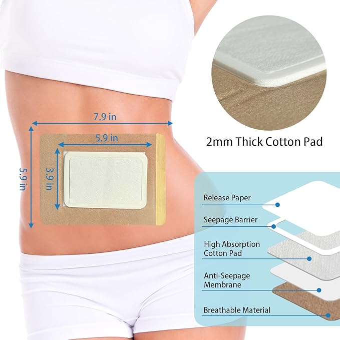 20 Pcs Castor Oil Pack Wrap, Disposable Portable Castor Oil Patches with Anti Leakage Cotton for Stomach/Liver (Oil Not Included), 7.9" x 5.9"