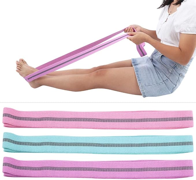 3 Pieces/Set Pilates Elastic Belt Exercise Belt Leg Belt Yoga Fitness Women's Draw Rope Training Ring Resistance Belt(candy color)