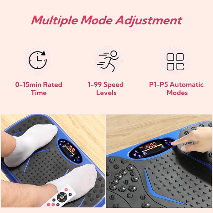TLSUNNY Vibration Plate,3D Shake Board,Power Workout Platform,Full Body Shaping,Weight-Loss Exercise Machine for Lymphatic Drainage,W/2 Resistance Bands, Acupressure Foot Pedal&Remote Control