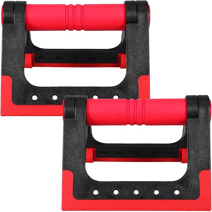 Push-up Bars and Rotating Push-up Rack Set, Red Foldable Push-up Stand for Men and Women, Home Fitness Strength Training Equipment for Floor Workouts