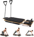 Myga Wooden Pilates Reformer,Home Pilates Machine with Adjustable Resistance and Padded Handles,Compact Durable Reformer for Core Strength, Full Body Workout,Toning and Flexibility