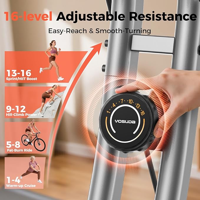 YOSUDA Folding Exercise Bike - Foldable Stationary Bike for Home Gym Workout
