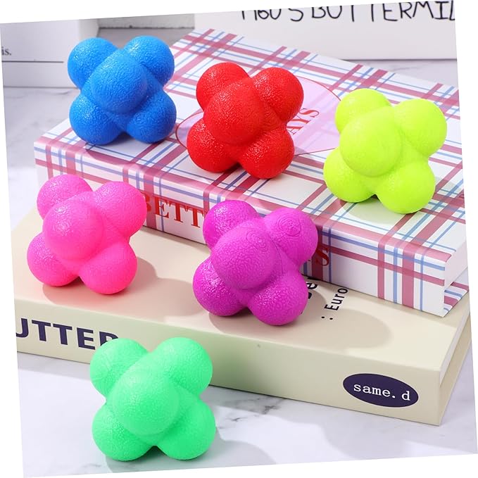 6pcs Reaction Balls for Agility and Reflex Training Hexagonal Fitness Balls Bright Colors for Sports Exercise Improve Hand-Eye Coordination and Boost Reaction