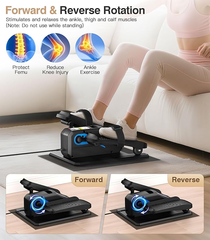 Under Desk Elliptical Machine,Ellipse Leg Exerciser Electric with Remoter,12 Manual Adjustable Speed and 3 Automatic Speed,Portable Seated Pedal Exerciser for Seniors,Adults,Home,Office