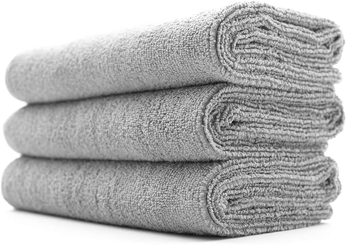 The Rag Company - Sport & Workout Towel - Gym, Exercise, Fitness, Spa, Ultra Soft, Super Absorbent, Fast Drying Premium Microfiber, 320gsm, 16in x 27in (3-Pack) (Ice Grey)