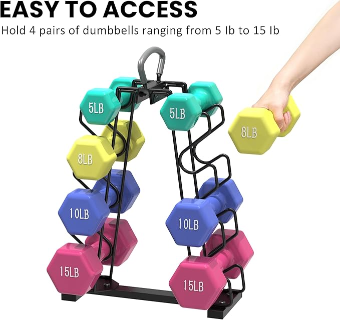 UNITEDPOWER Dumbbell Rack Stand, 4 Tire Weight Rack for 8 Dumbbells，A-Frame Metal Storage Holder with Handle Suitable for Home Gym (DUMBBELLS NOT INCLUDED)