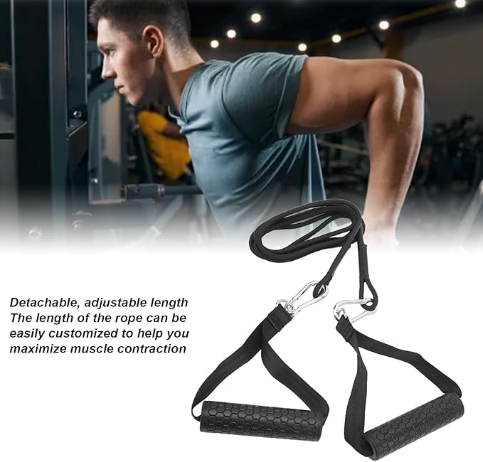Triceps Pull Down Rope, Gym Cable Machine Attachments, Triceps Strap with 2 Comfortable Handles, Multi Workout Equipment for Strength Training, Length