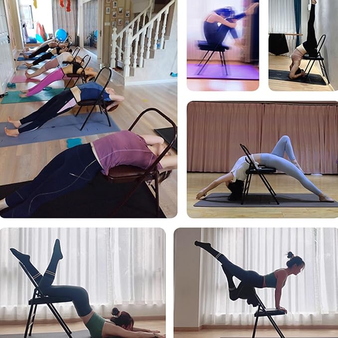 Yoga Chair,Thickened Steel Pipe Comfortable Breathable,Foldable Pilates Chair,for Indoor and Outdoor Yoga Studios(Color2)