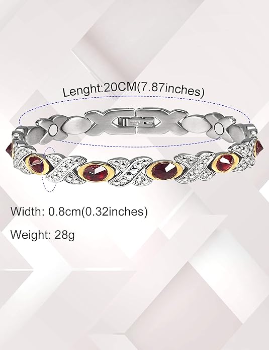 MagVIVACE Magnetic Stainless Steel Bracelet for Women, Amethyst Bracelet with Magnet