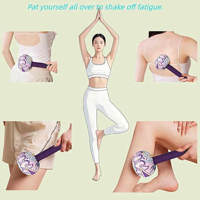 Mugwort Massage Hammer, Massage Tools Back, Shoulder & Body - Handheld Percussion Therapy Tool with US Design Patent, (Noble Yellow/deep Purple)
