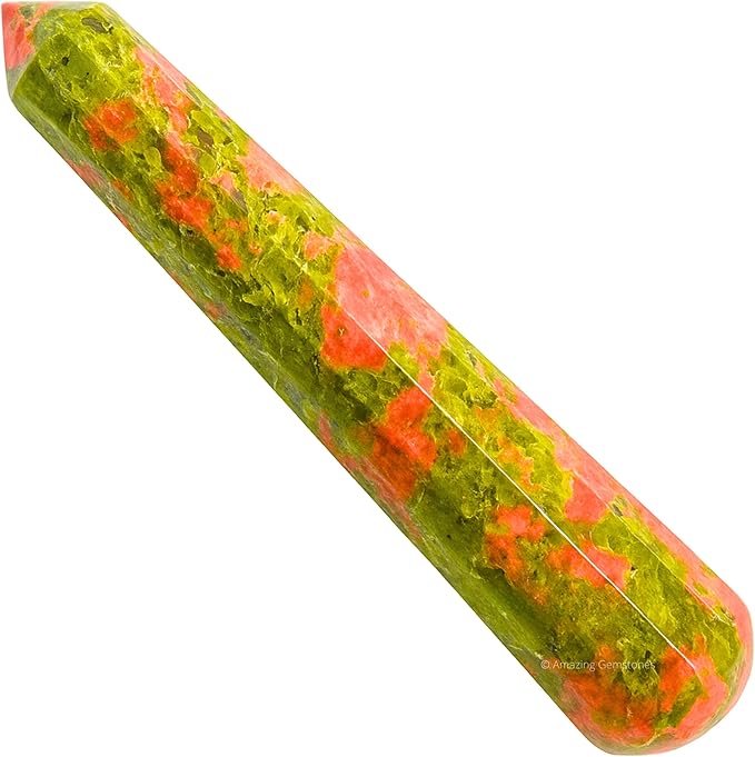 Amazing Gemstone Unakite Crystal Wand Massage Stick - Pelvic Wand Gua Sha for Adults - Crystals and Healing Stones Massage Wands for Adults Gifts (Pointed)