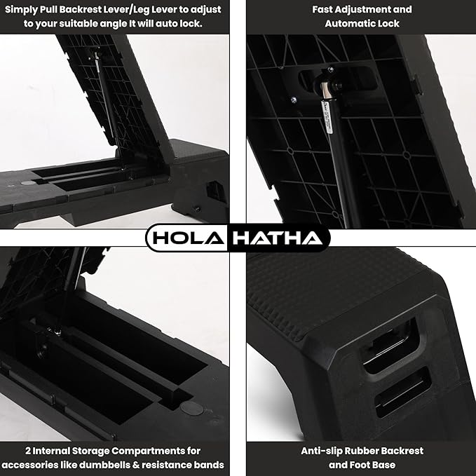 HolaHatha Compact Portable Aerobic Step Platform Exercise Fitness Equipment, Cardio Stepper with Adjustable Height for Home Gym