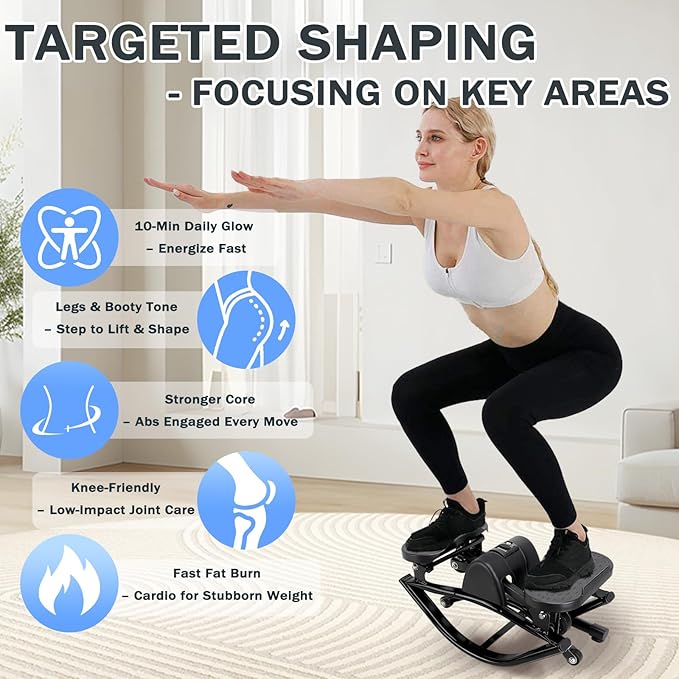 Rocking Stepper Side to Side, The Rocking Stepper for Women Men, Waist Twister Machine Exercise Home Workout Machine, Track Time, Reps, Calories with Digital Display, for Legs, Glutes, Abs