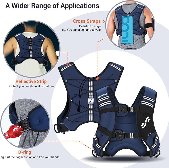 Sportneer Weighted Vest Woman: 8lb/12lb/15lb/20lb/25lb Weight Vest for Walking with Phone Bag, Adjustable Women Weighted Vest for Running Rucking Vest for Jogging Strength Training Weight Loss