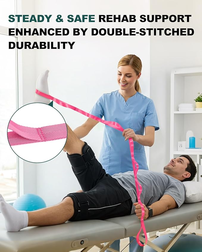 Trideer Stretching Strap for Physical Therapy & Home Rehab, Non-Elastic Yoga Stretch Strap with Loops for Mobility, Yoga & Pilates Stretching