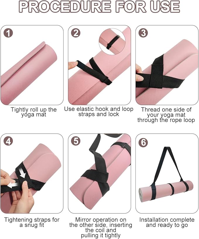 Yoga Mat Carrier, Premium Yoga Strap for Carrying Yoga Mats with Adjustable Hook and Loop Strap, Suitable for Carrying Most Sizes of Yoga Mats, Free Your Hands, Soft and Durable