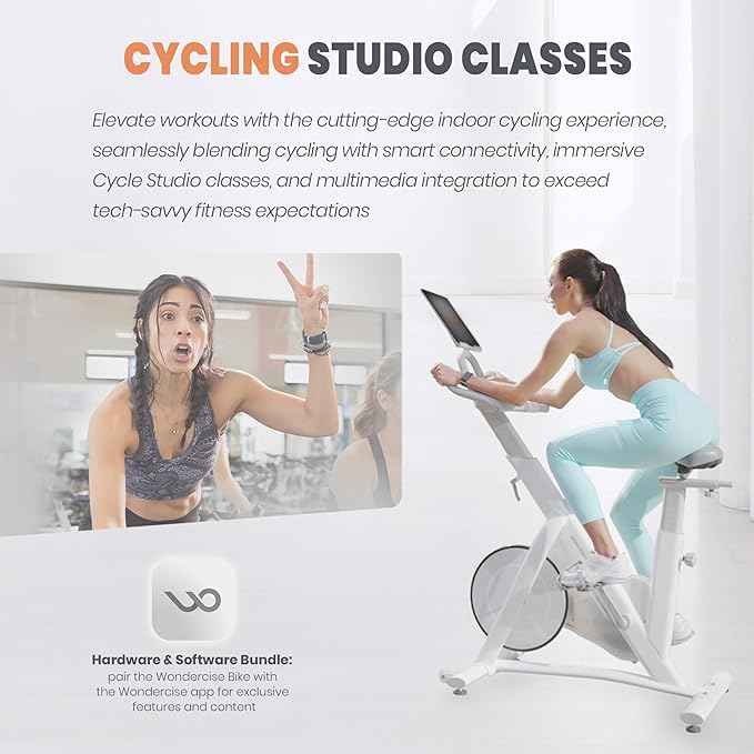 Wonder Core Exercise Bike, Wondercise Bike - 32-Level Magnetic Resistance Stationary Bike for Home Gym, Indoor Cycling with 13.2lbs Flywheel, Exclusive App, Tablet Holder, Adjustable Seat/Handlebars