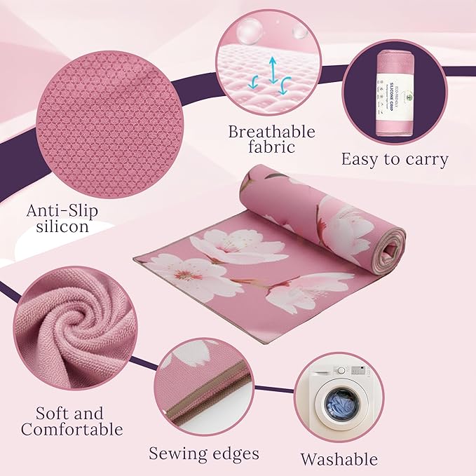 COREMOTION Hot Yoga Mat Towel (26.5'' x 72'’) – Lightweight Multipurpose Towel with Non-Slip Silicone Grip, Quick-Dry & Sweat Absorbent for Women - Yoga, Pilates, Gym, Indoor & Outdoor Workouts