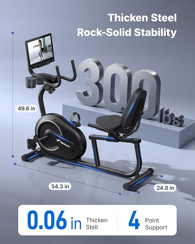 MERACH Recumbent Exercise Bikes for Home with Smart Bluetooth Equipment Exercise Bikes App,LCD,Heart Rate Handle Stationary Bikes for Home, Magnetic Recumbent Exercise Bike for Seniors Gym S08/S23