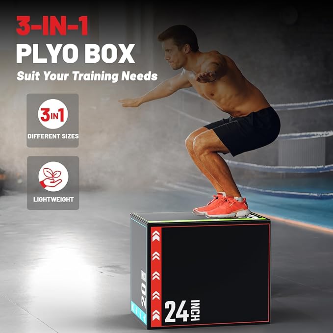 papababe 3-in-1 Plyometric Box Multi-use Jumping Exercise Equipment Trainer with Anti Slip Surface and High Density Foam for Workout Training