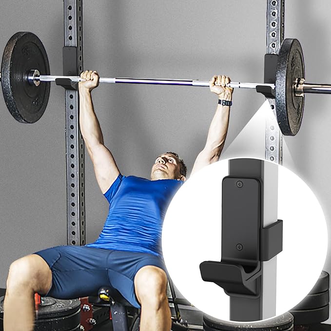 Kipika J-Hooks for 2'x2'and 3'x3' Power Rack - Bottom Reinforced Steel Hooks with Rubber Pad - Set of 2