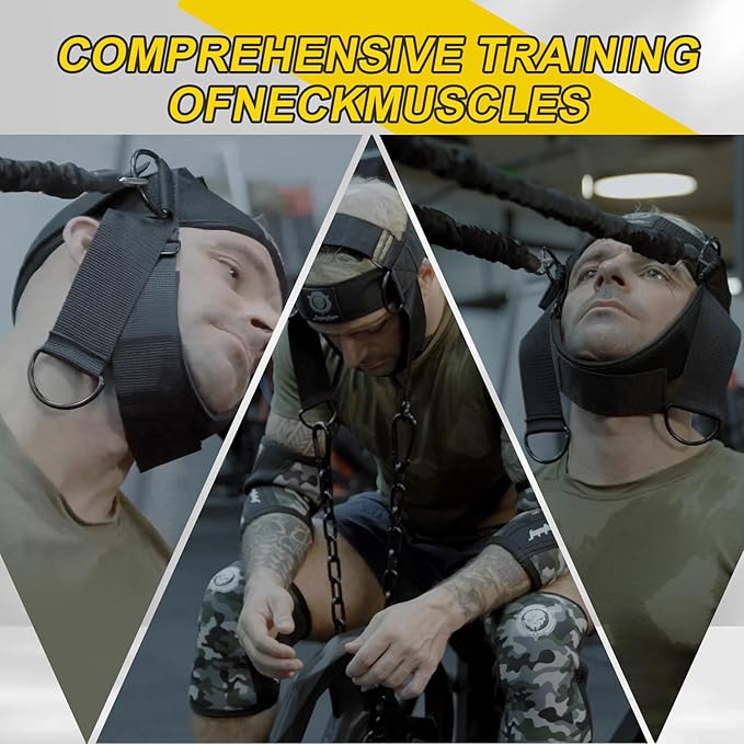 Neck Harness for Increases Neck Core Strength - Neck Exerciser with 30" Heavy Duty Steel Chain for Safely Lifting Weights Up to 280 lbs